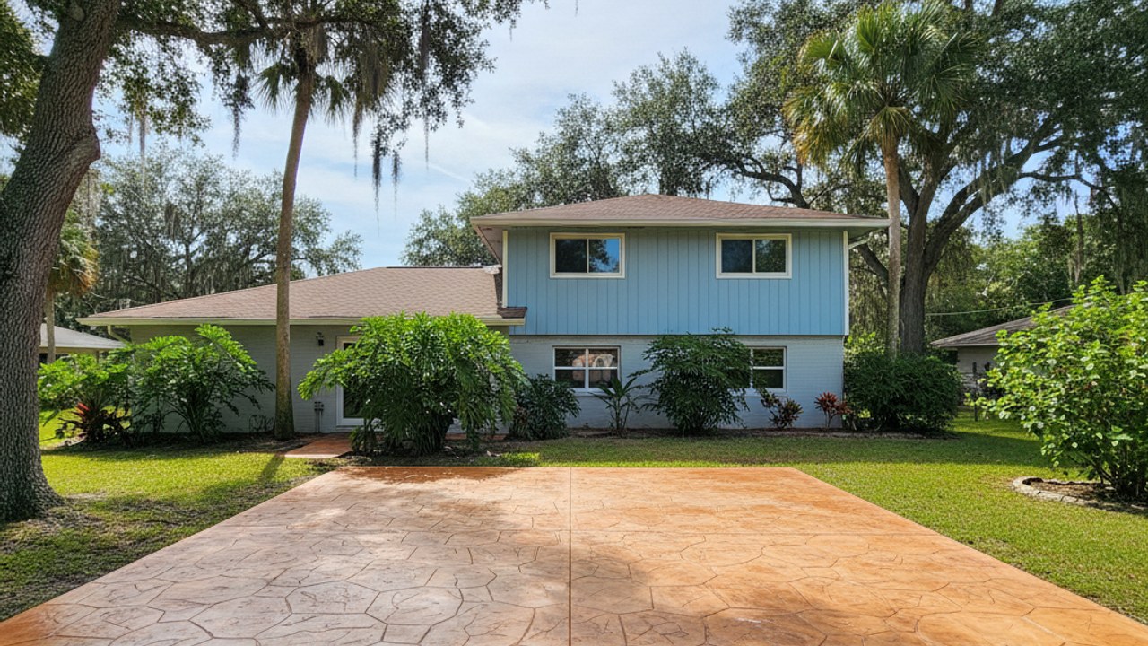Exposed Aggregate Concrete completed by Allied Concrete Company in DeLand, FL